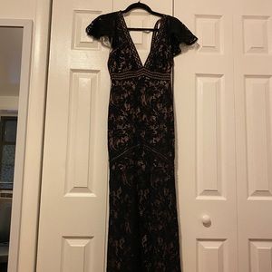 Black and Tan woven maxi floor length dress